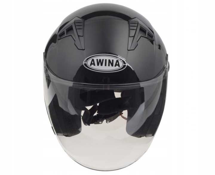 KASK otwarty AWINA BLENDA homologacja JK528 CZARNY POŁYSK od XS do XL