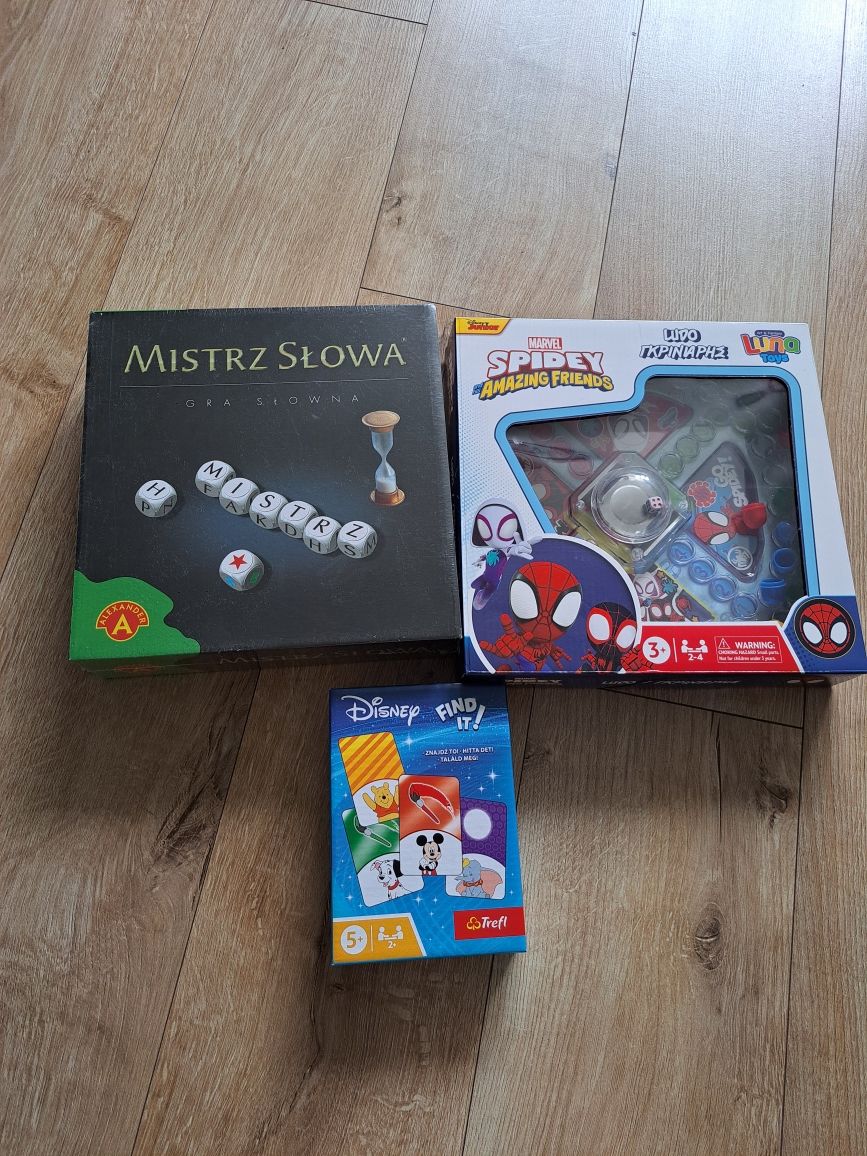 3 gry - mistrz słowa, ludo spidey, find it