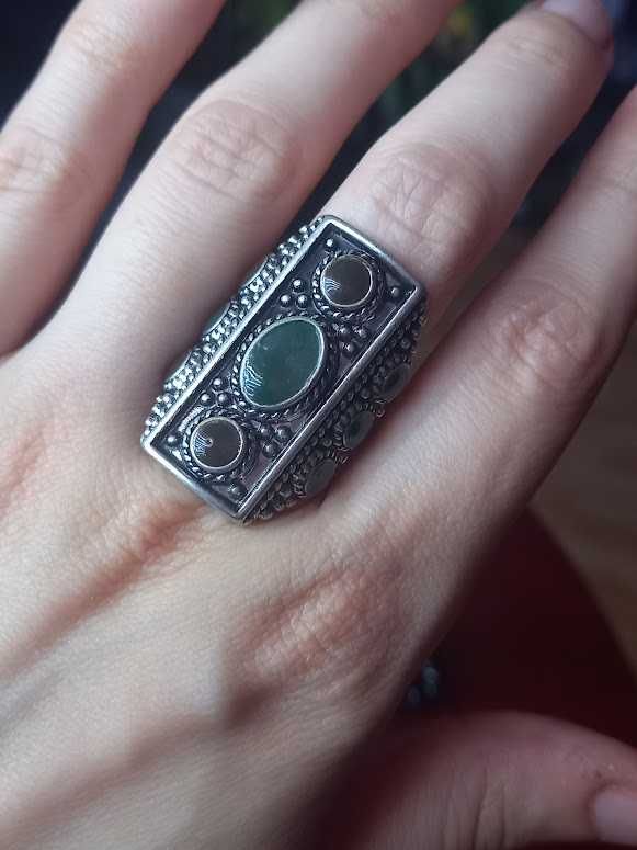 Pierścionek z kamieniami, boho, hippie