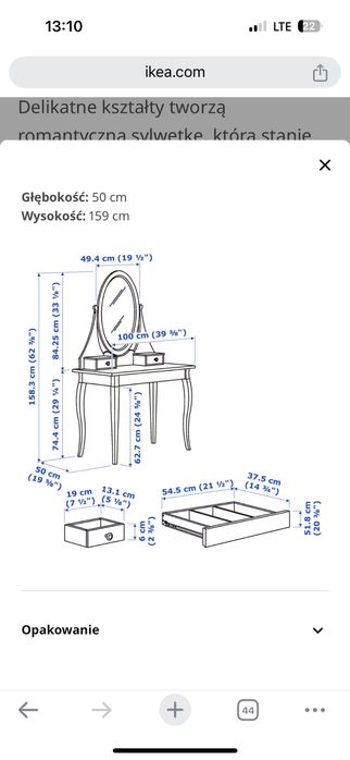 Toaletka Hemnes + stołek