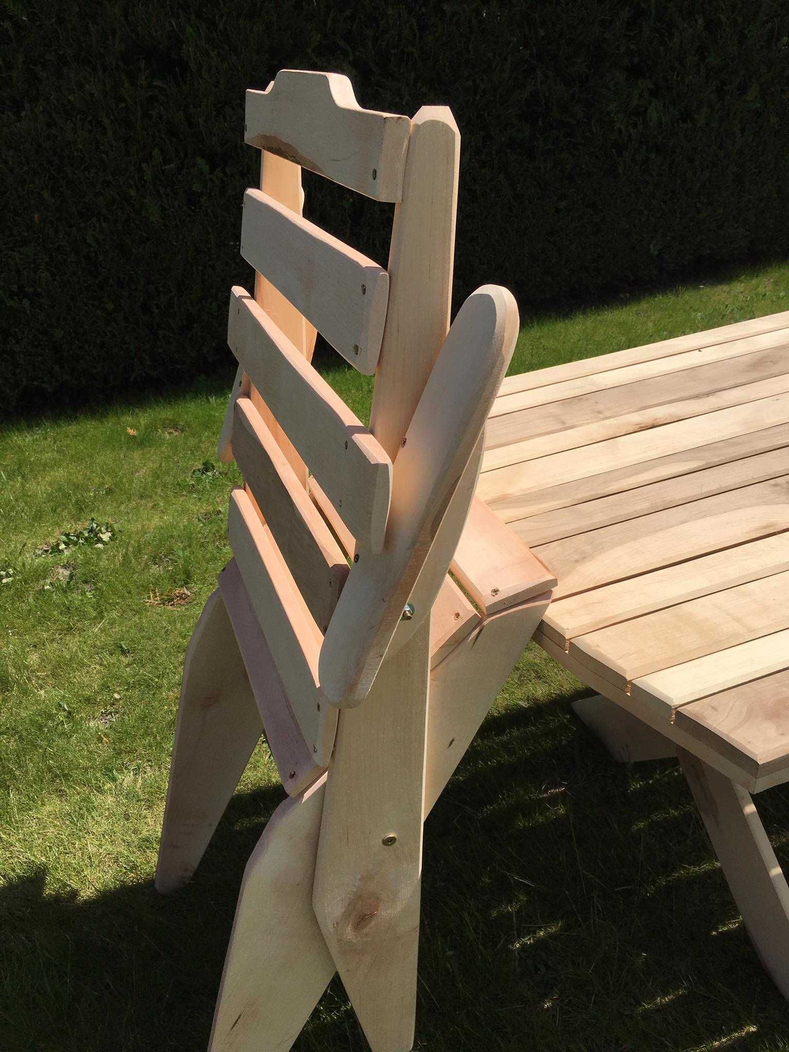 Składane meble ogrodowe drewno olchowe PRODUCENT 8 Krzeseł Stół 200 cm