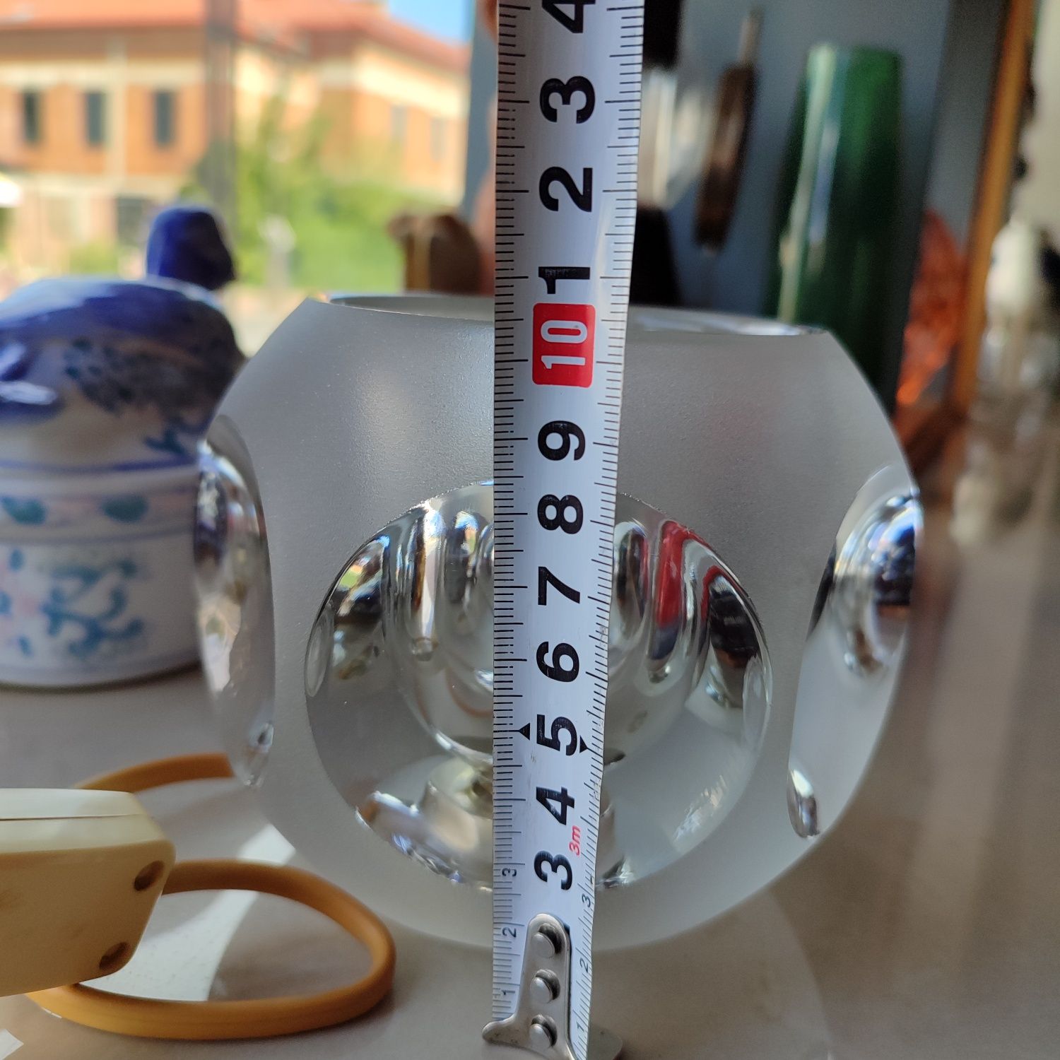 Szklana lampka kula optyczna Peil Putzler space age vintage