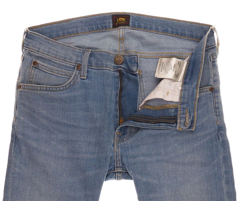 Spodnie Lee Luke Slim Tapered W30 L32 Męskie Light Blue Zip Fly