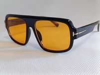 TOM FORD nowe unisex czarne okulary żółte soczewki modne filtr uv