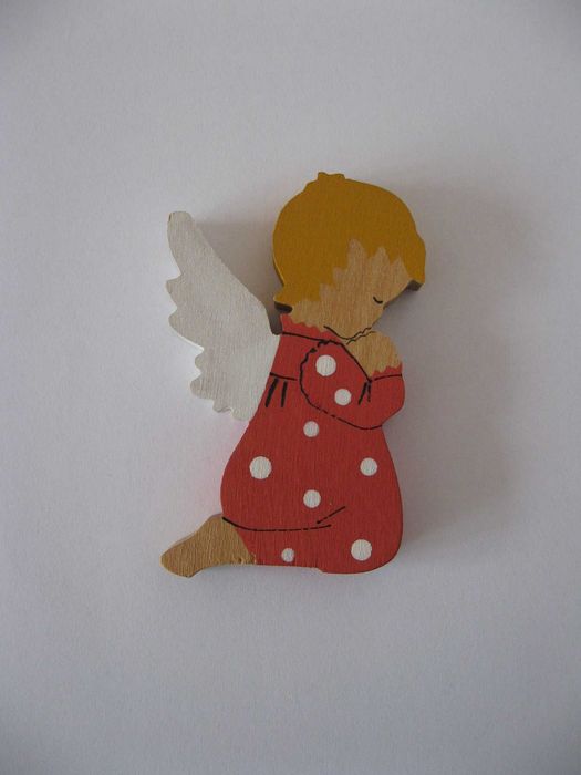 Aniołek drewniany stroik dekoracja