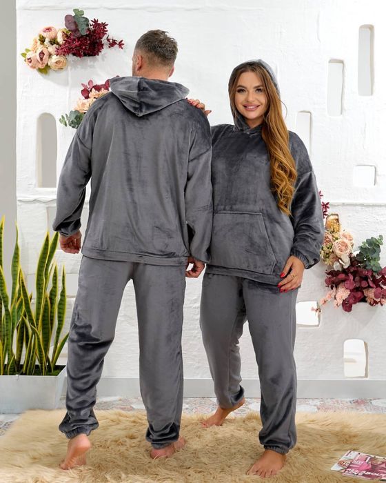 Піжама чоловіча та жіноча тепла махрова family look