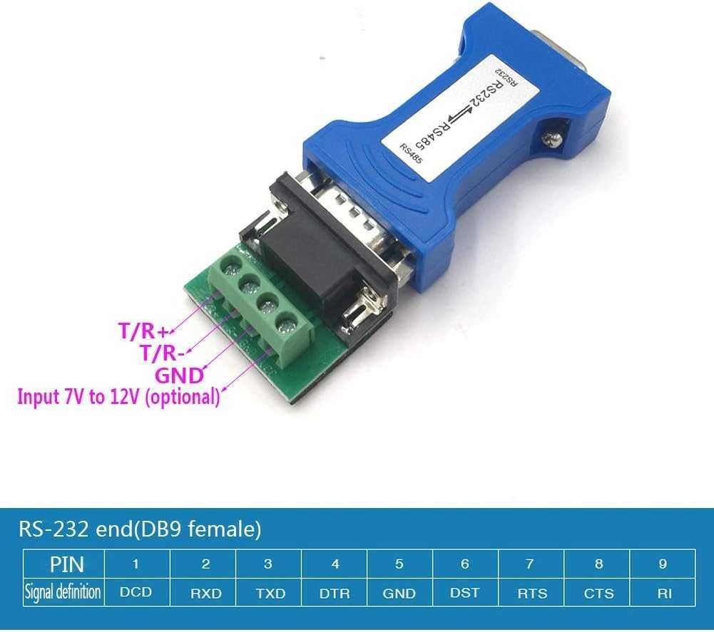 Adapter szeregowy RS232 na RS485 z listwą zaciskową