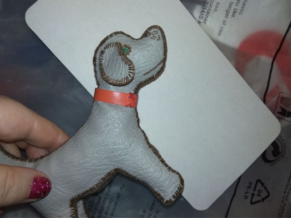 игрушка детская серая собака пес типа кожзам с ладонь щенок