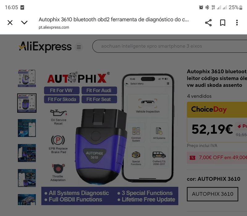 Teste diagnóstico AUTOPHIX modelo 3610
