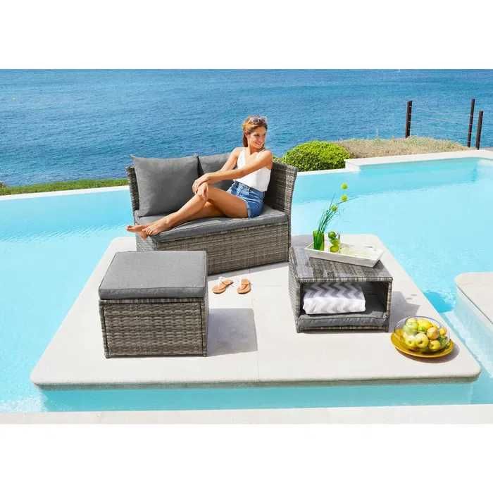 Zestaw mebli ogrodowych model MARSYLIA sofa + puf + stolik