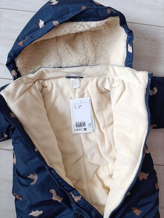 Зимовий термо комбінезон діно від h&m ріст від 74 до 104 см