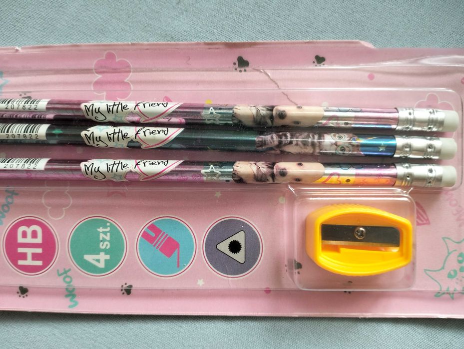 Ołówki kotki, pieski + temperówka