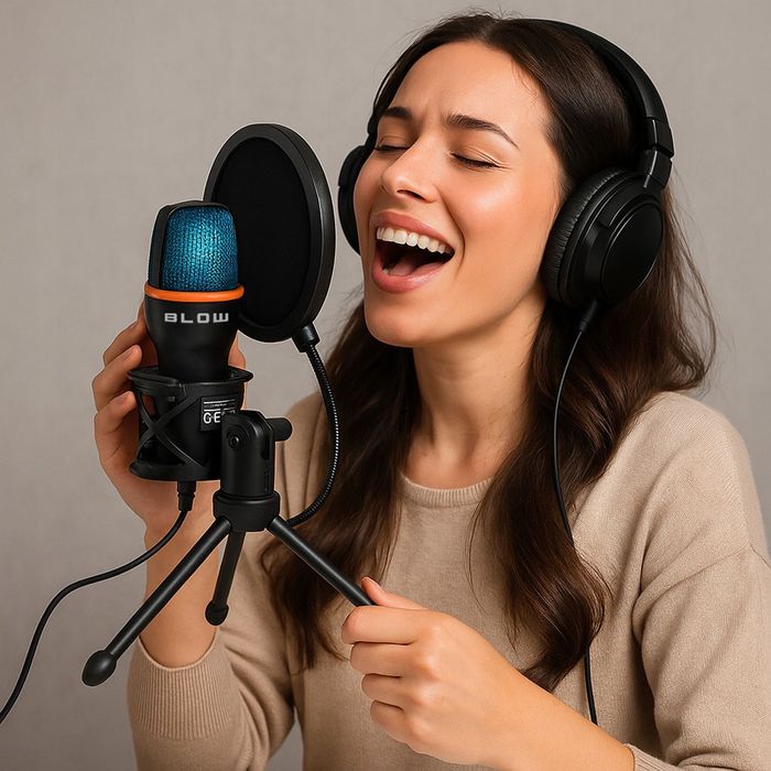 Mikrofon Do Komputera Pojemnościowy Gamingowy Studyjny Karaoke Usb fv