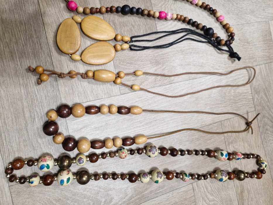 naszyjnik drewniany korale naszyjniki zestaw