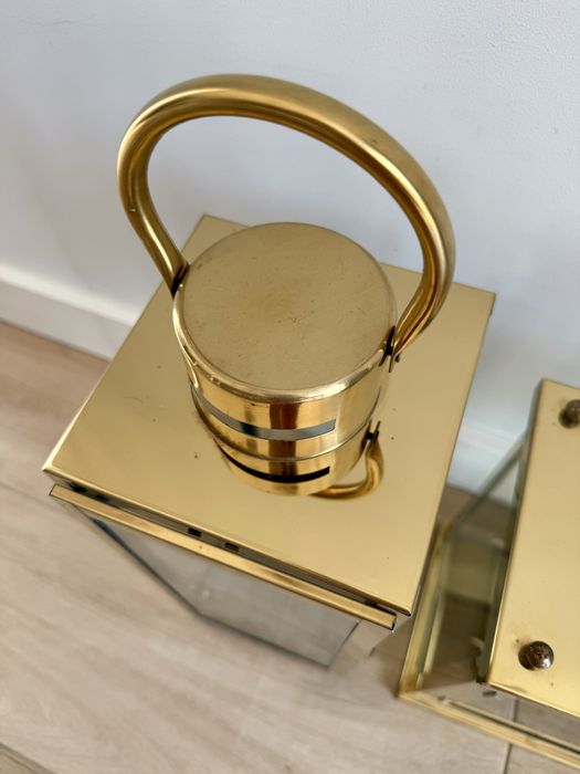 Zestaw 2 złotych latarni lampionów dekoracyjnych, stan bdb