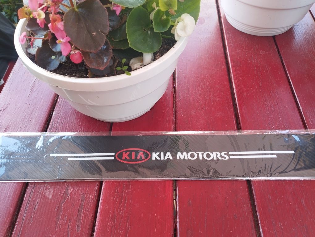 Комплект карбоновых наклеек 4 шт.на пороги для авто Kia всех моделей