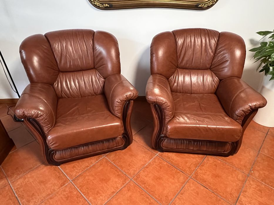 Sofás de pele castanhos