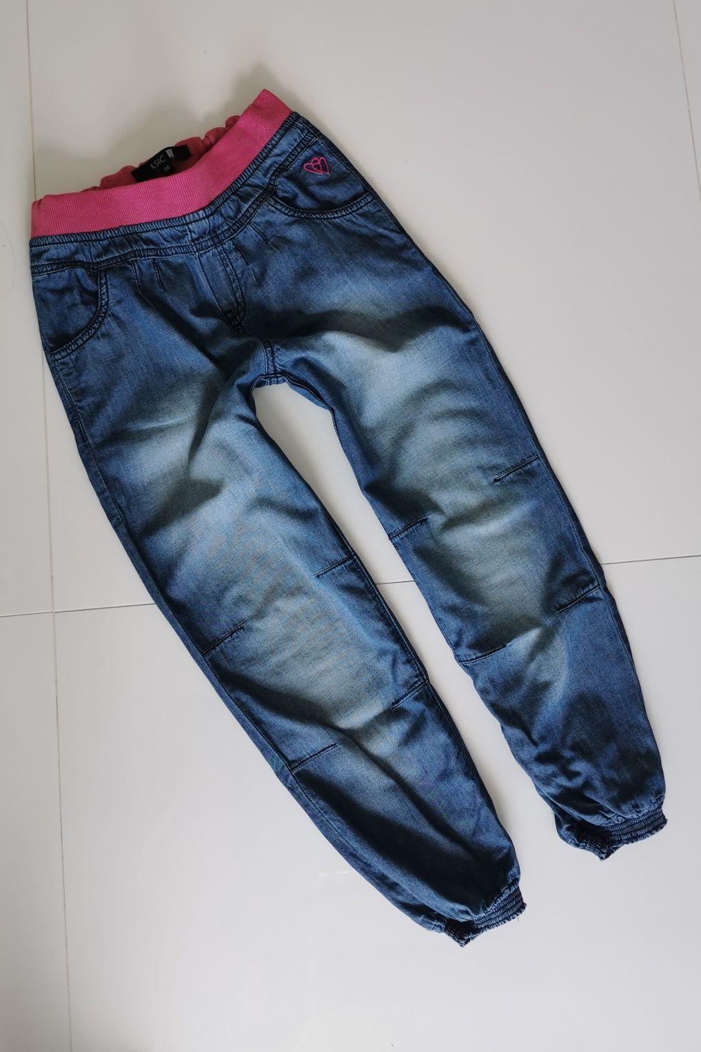 Joggery spodnie jeans dziewczęce r. 122