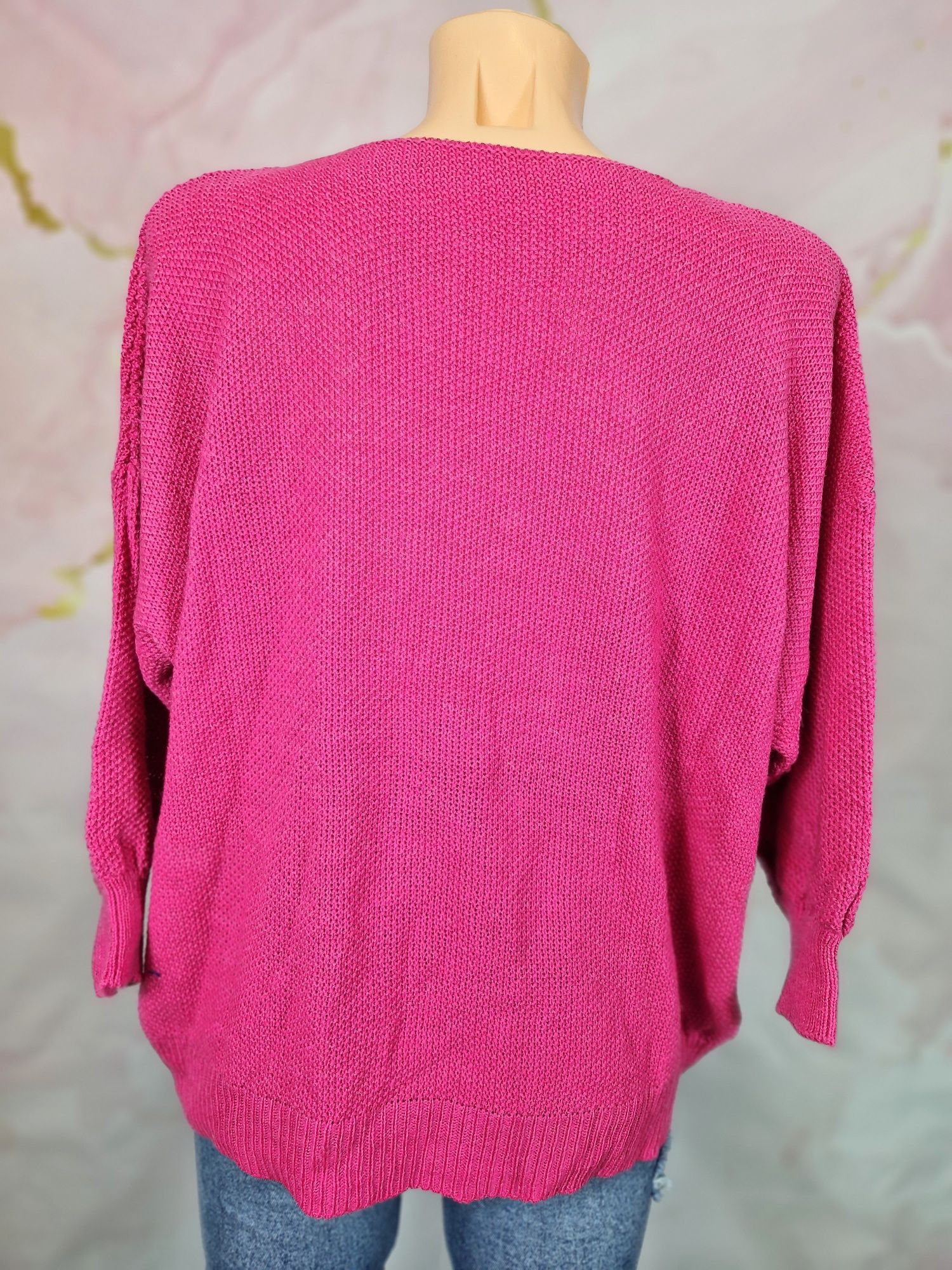 Sweter włoski różowy piękny duży rozmiar plus size made in italy XL