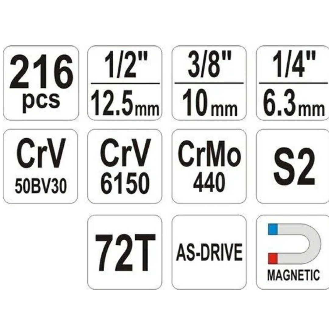 Набор иструмента набор ключей Ято набір ключів Yato 216шт инструмент