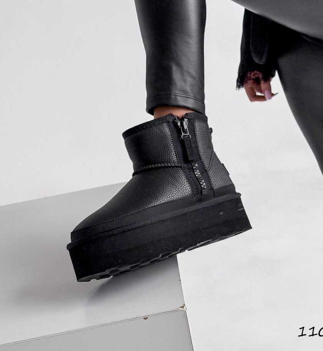 Угги зимові жіночі чорні на змійці, шкіряні (36–41) — угі, угги, UGG