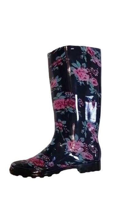 Kalosze damskie, gumiaki w różowe kwiaty rozmiar 36