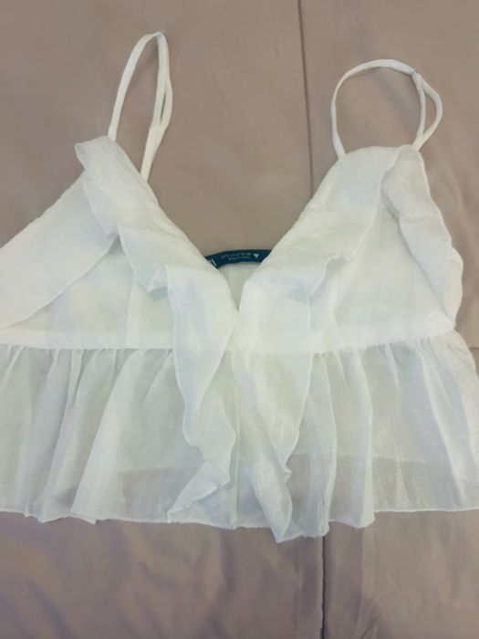 Top branco Zara, tamanho S