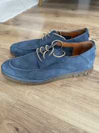 Niebieskie skórzane buty męskie Venezia 43
