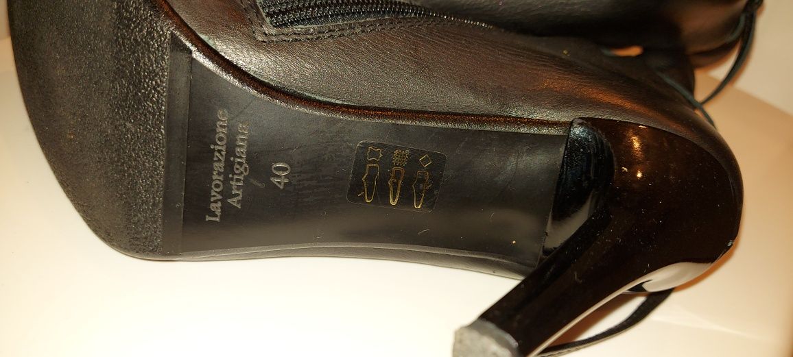 Botki giulio santoro czarne skora naturalna ( Nowe) 39-40