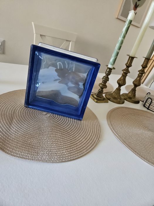 Luksfer 1919|8 Wave Blue E60 chmurka niebieski pustak szklany 19x19x8