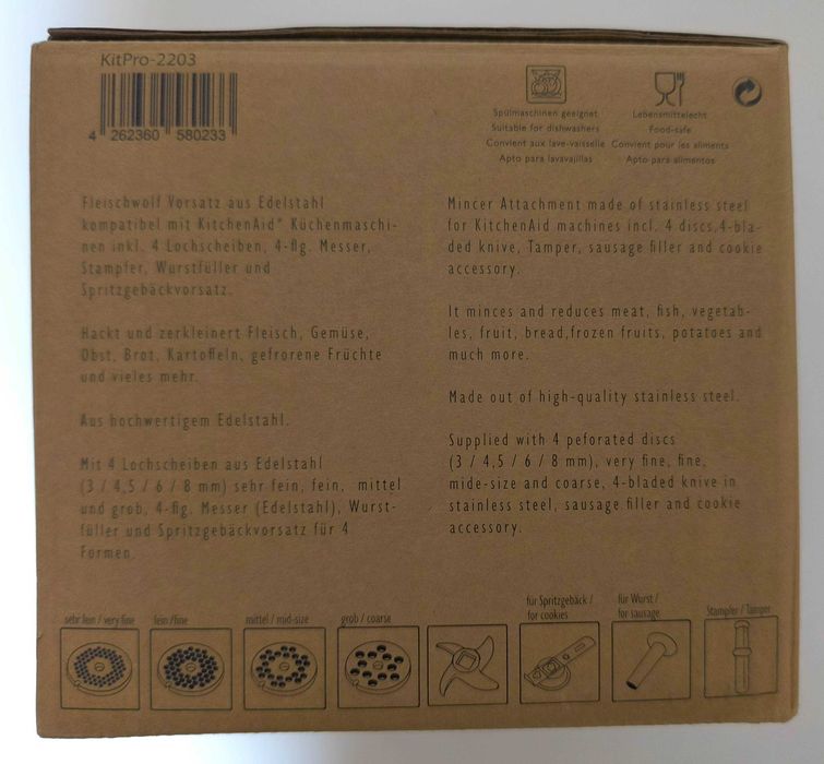 Професійна Насадка-м'ясорубка Kitty KitPro-2203 KitchenAid Німеччина