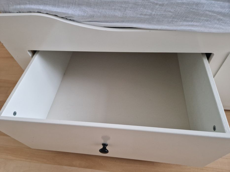 HEMNES IKEA łóżko rozkładane z 3 szufladami, 2 materace, białe