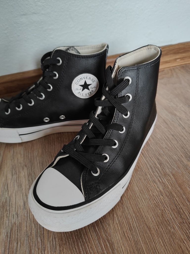 Czarne skórzane buty Converse Chuck Taylor all star skórzane trampki
