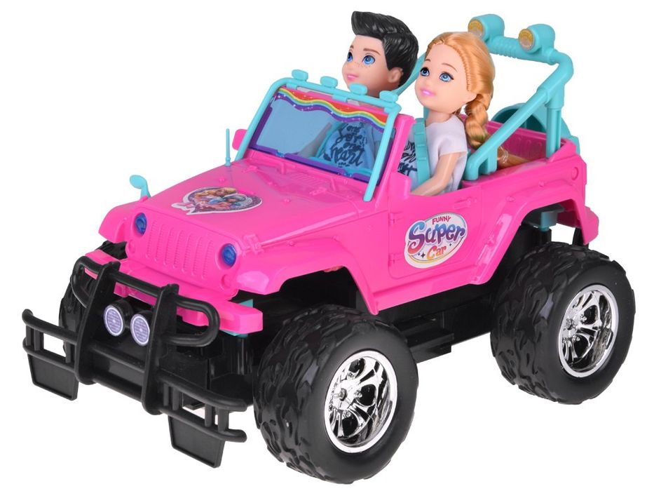 Zdalnie sterowane RÓŻOWE AUTO dla lalek + chłopiec i dziewczynka