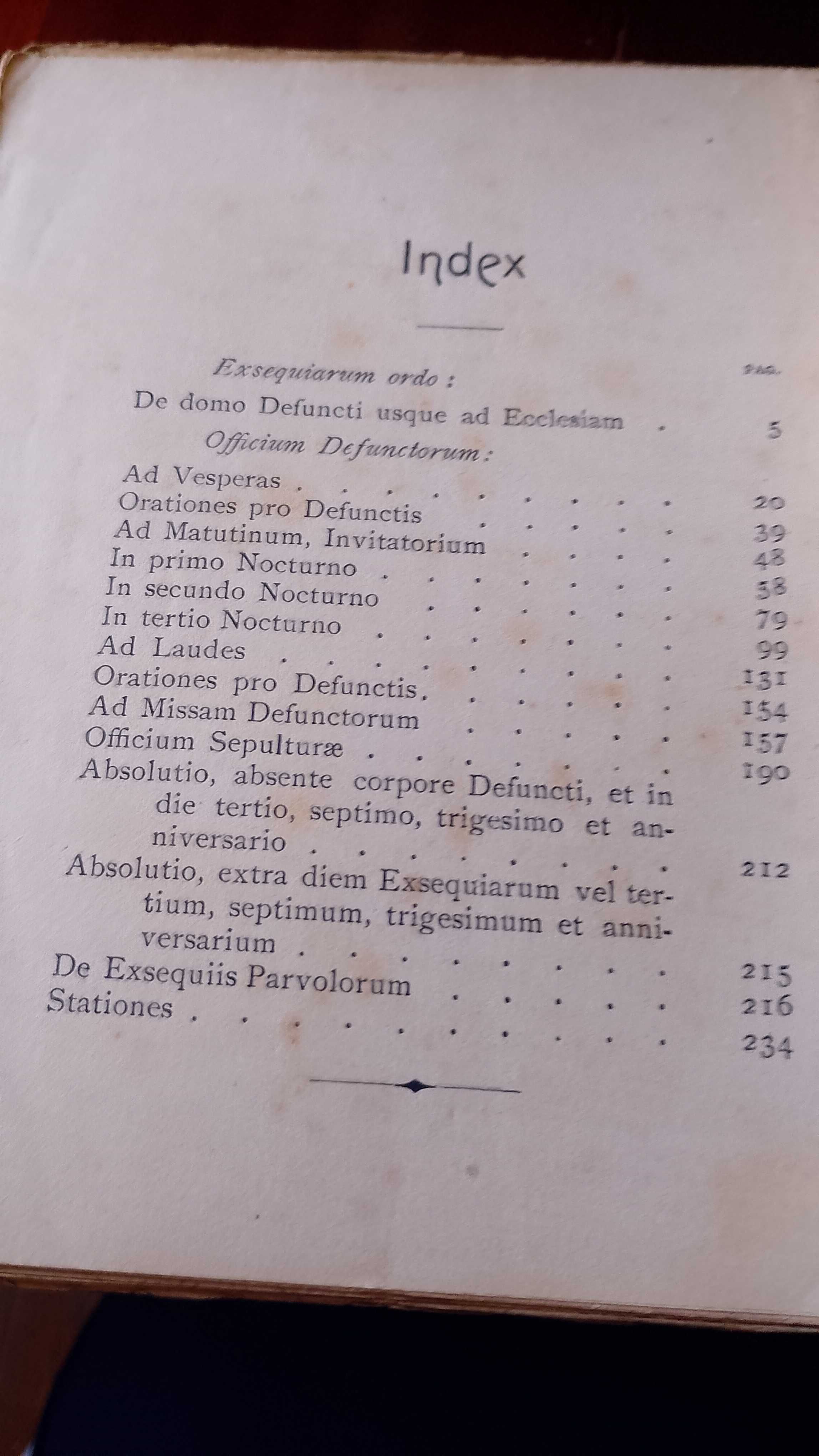 Livro Oficial dos Mortos e Ordem Funeral 1898 Latim
