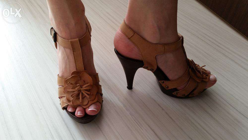 Buty LASOCKI skórzane drewniane sandały jak NOWE