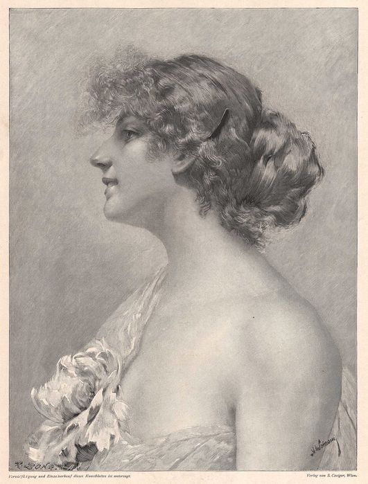 Schram: Chloe bogini płodności. Efektowny drzeworyt 1899 r. oryginał