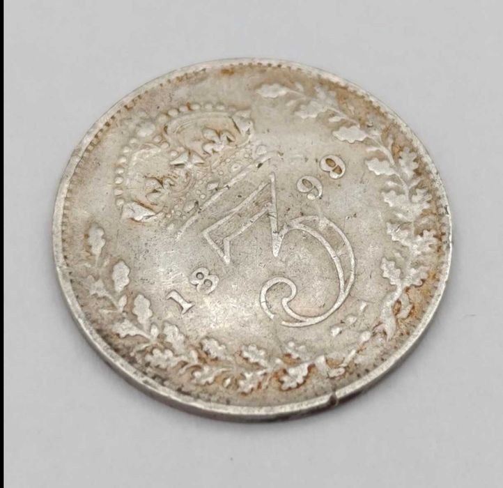 Moeda de prata de 3 pence da Grã-Bretanha de 1899 (Reservado)