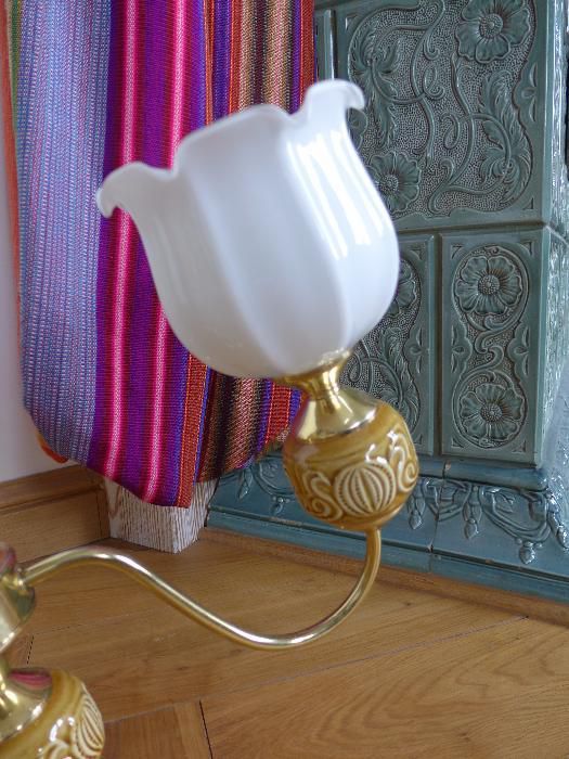 MIROSTOWICE żyrandol KLOSZE art deco secesja antyk PRL po renowacji