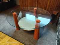 Fotel, stolik i pufa pomarańczowa