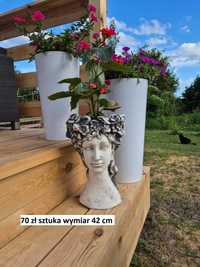 dekoracja ogród donica gipsowa doniczka głowa głowy gipsowe dekor 3d