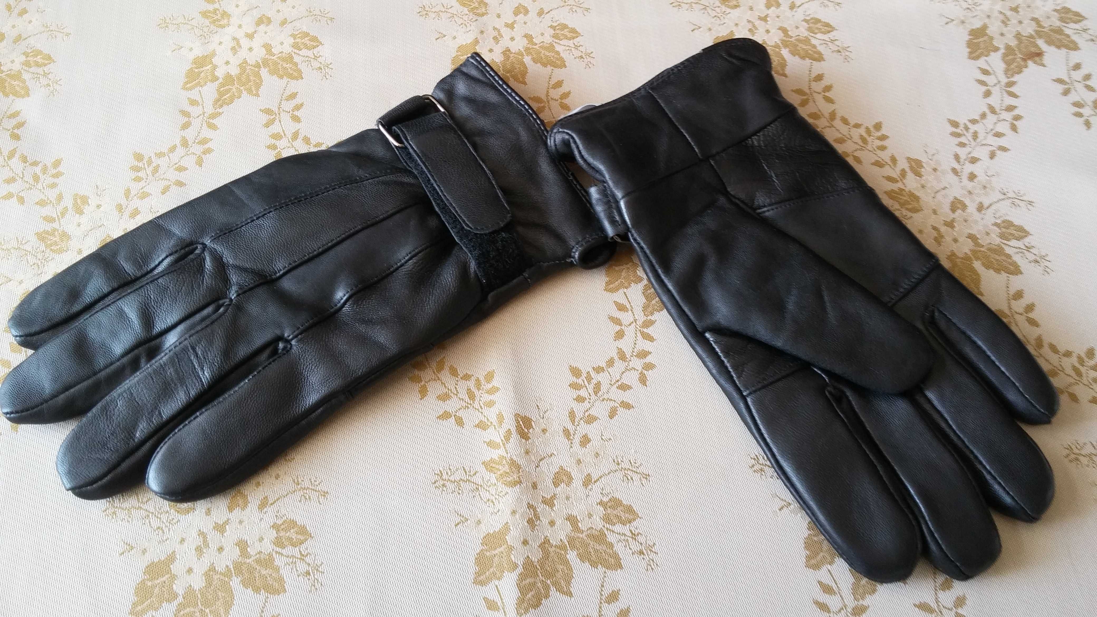 Czarne ręakwiczki skórzane męskie nowe  - M !!