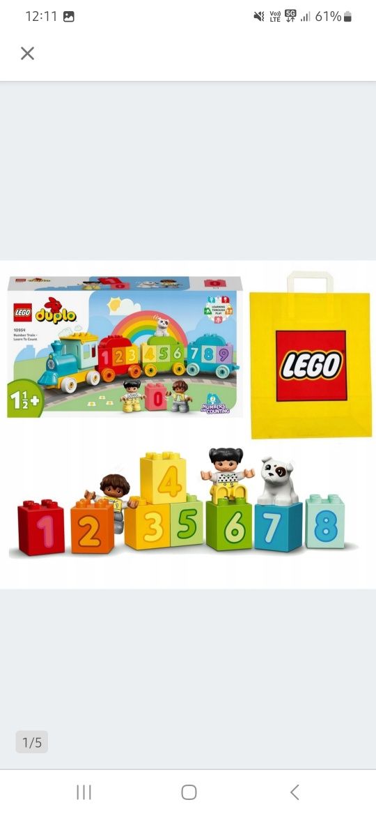 Torba klocków lego duplo dom lotnisko pociąg z cyferkami