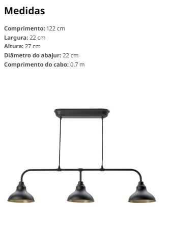 Candeeiro de teto 3 lâmpadas - IKEA , modelo AGUNNARYD