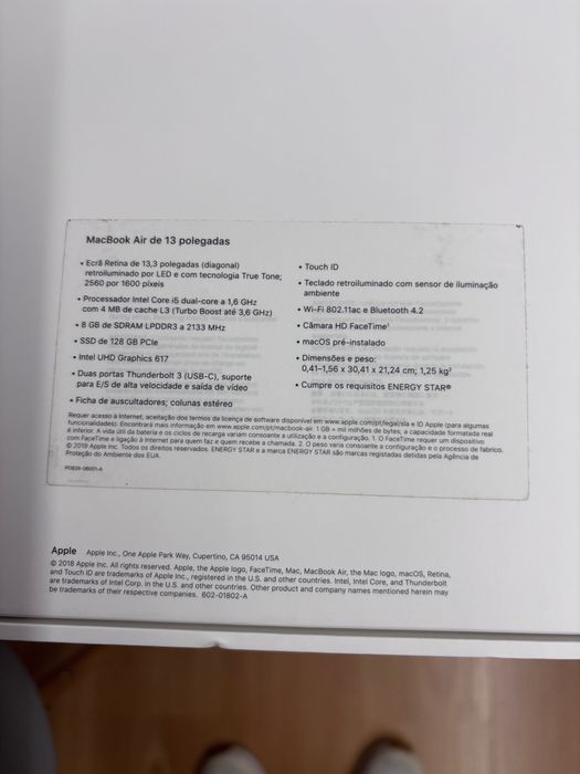 MacBook Air ecrã 13.3" IntelCore i5, 8 RAM, 128 Gb , MacOS Sonoma