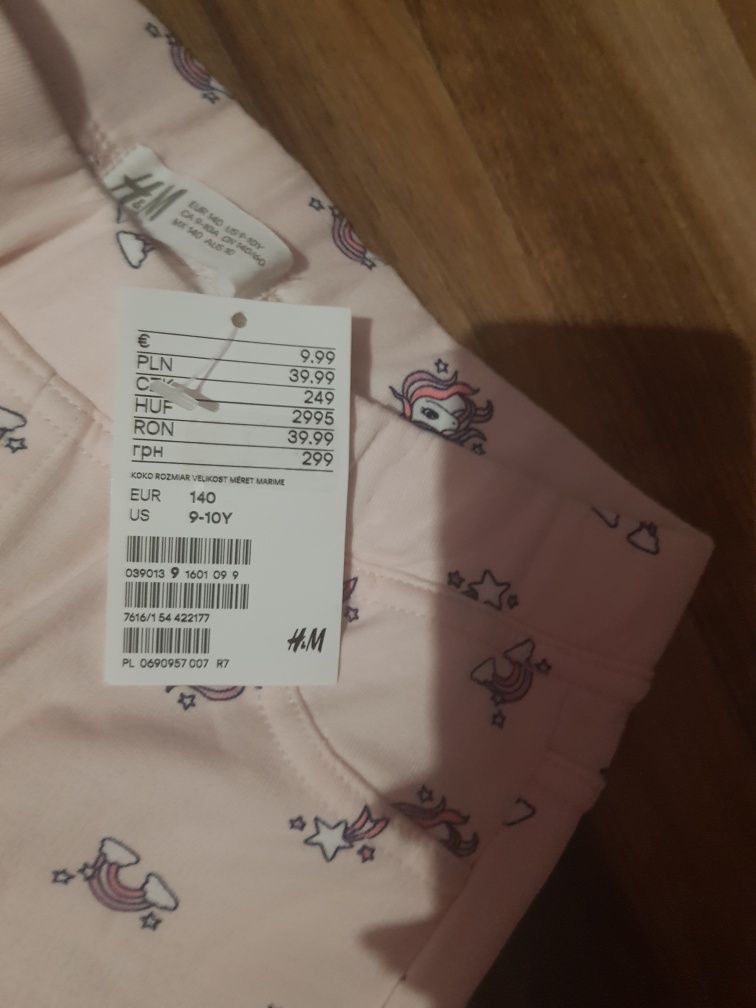 H&M  legginsy różowe roz.140 nowe