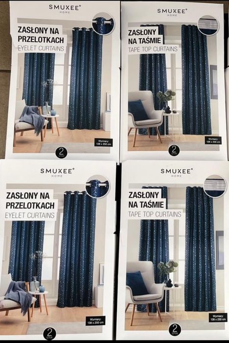 Zasłony po  2szt granatowe