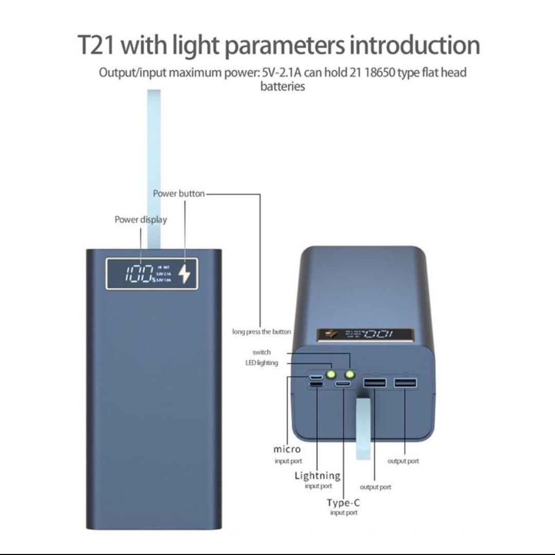 Power bank, 18650*21шт. Павер банк,  (КОРПУС) для, аккумуляторов  (5 В