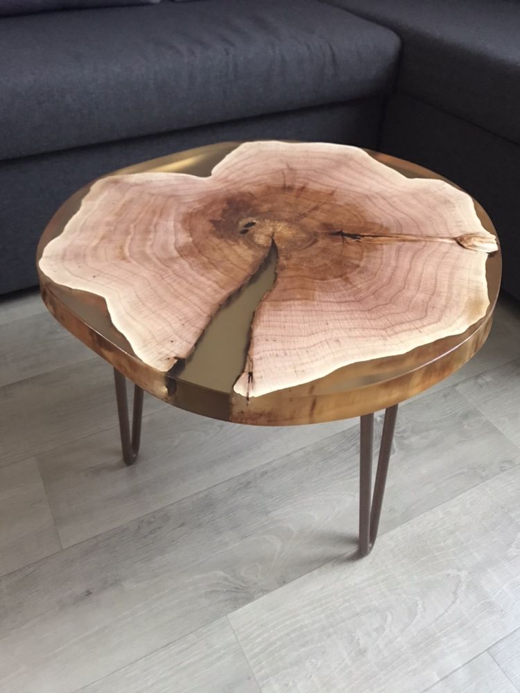 Журнальний стіл столик з дерева та епоксидної смоли