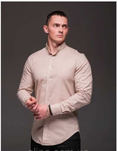 Мужская классическая льняная рубашка с воротником стойкой, 5 цветов